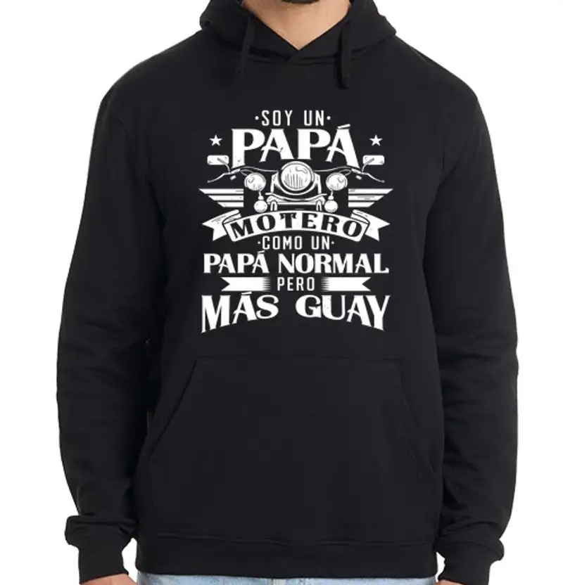 Felpa uomo con cappuccio soy un papá motero como un papá normal