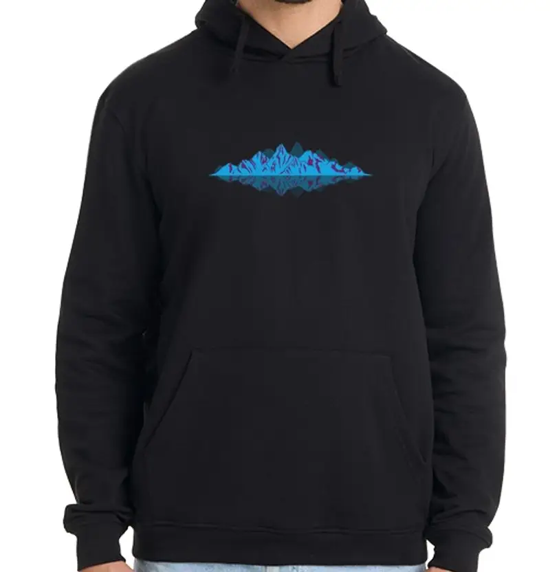Felpa uomo con cappuccio specchio delle montagne