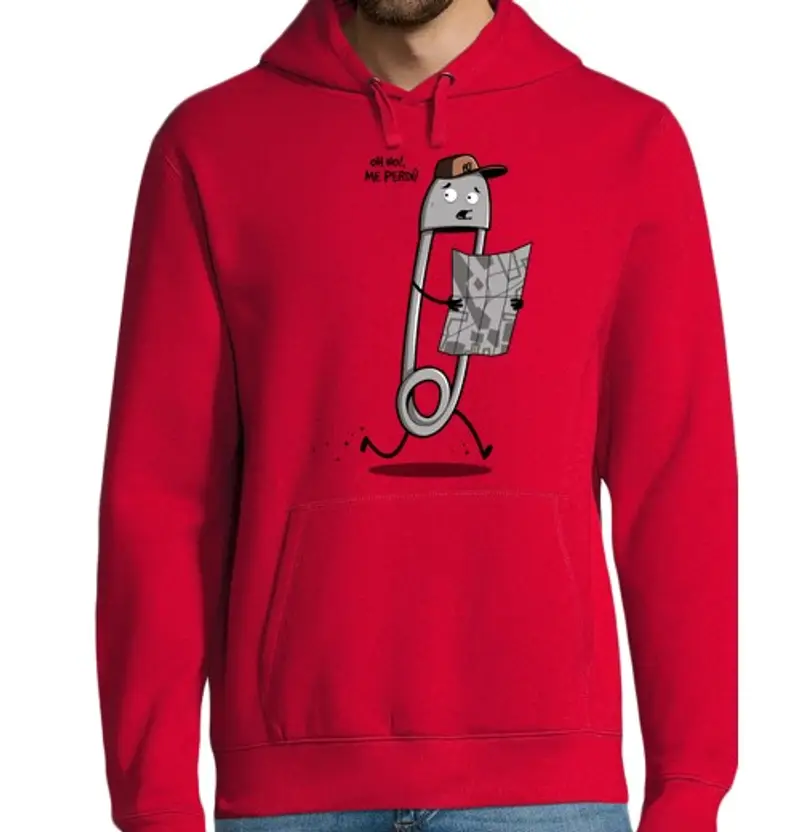 Felpa uomo con cappuccio spilla da balia