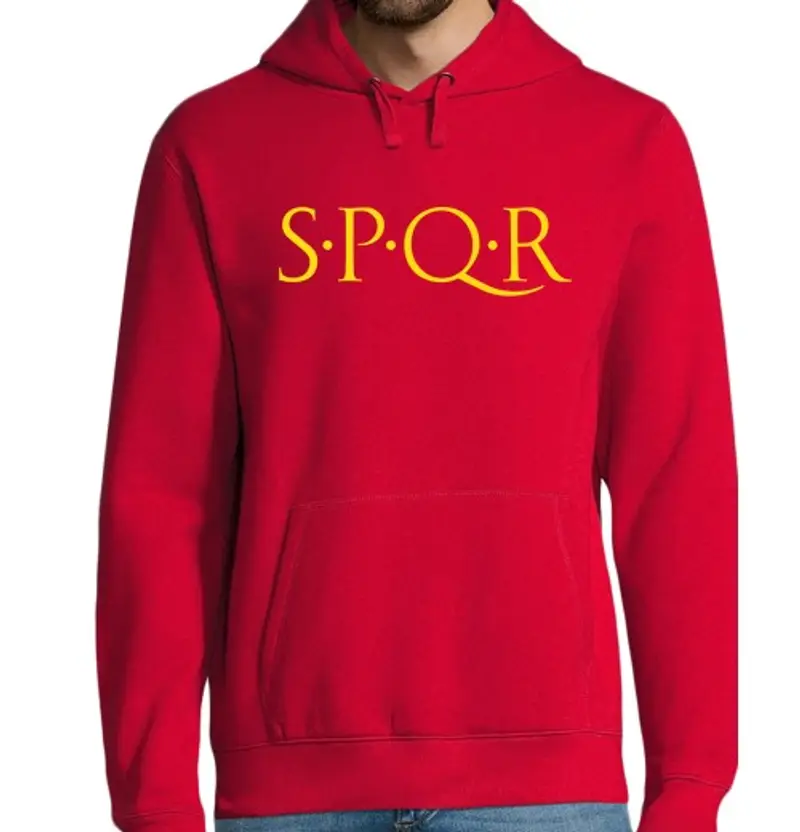 Felpa uomo con cappuccio spqr dorato
