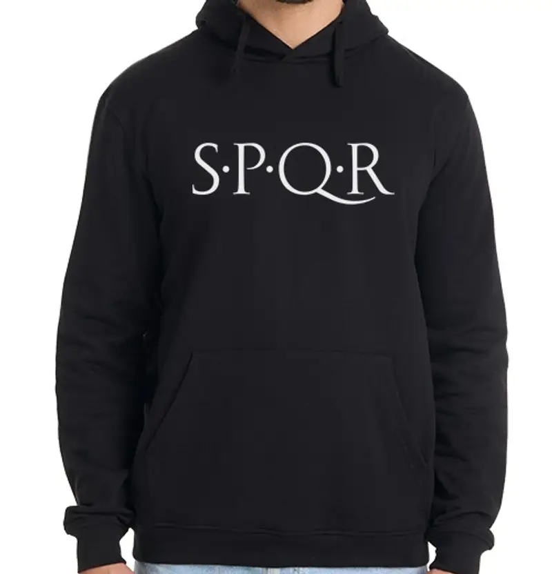 Felpa uomo con cappuccio SPQR sfondo scuro