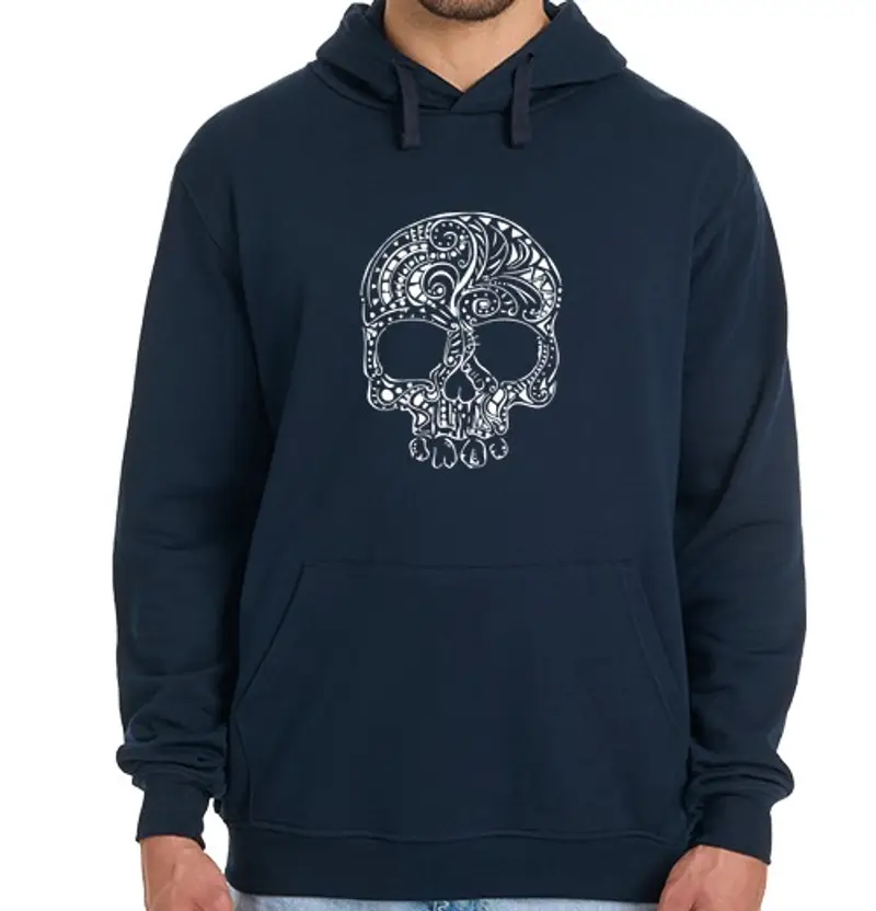 Felpa uomo con cappuccio stile tatuaggio tribale del cranio gotico mens hoodie