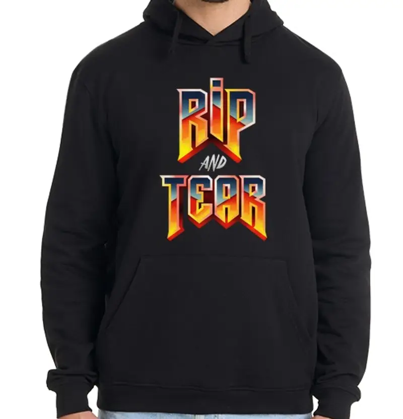 Felpa uomo con cappuccio strappare e tear