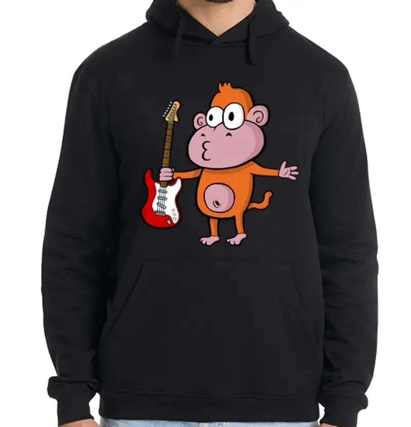 Felpa uomo con cappuccio stratocaster scimmia felpa