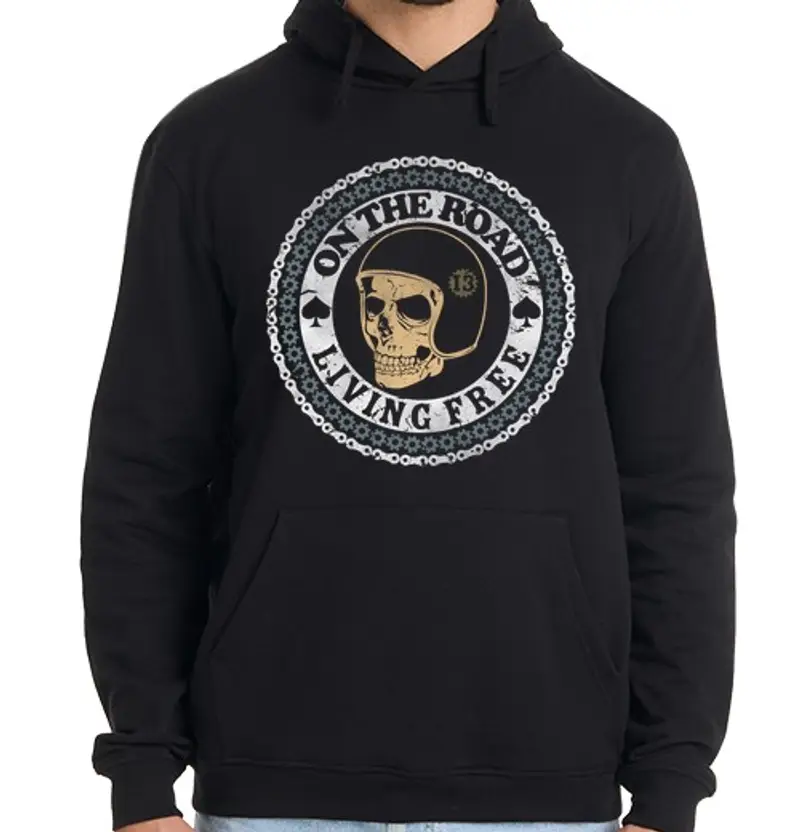 Felpa uomo con cappuccio sulla road living gratis