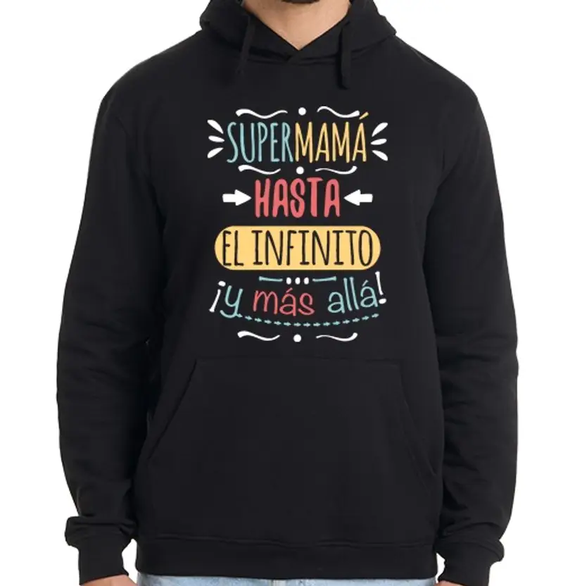 Felpa uomo con cappuccio super mamma verso l39infinito e all a