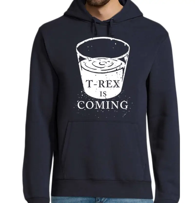 Felpa uomo con cappuccio t-rex è coming