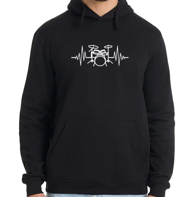 Felpa uomo con cappuccio tamburo battito cardiaco design del bat