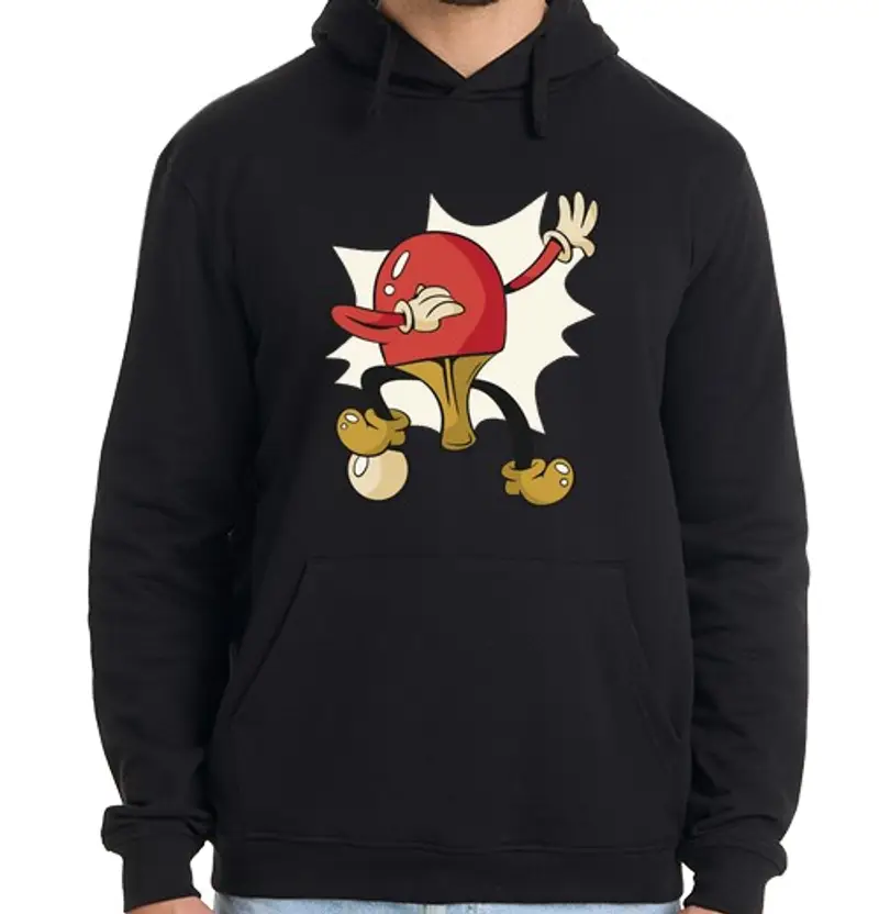 Felpa uomo con cappuccio tamponando la racchetta da ping pong