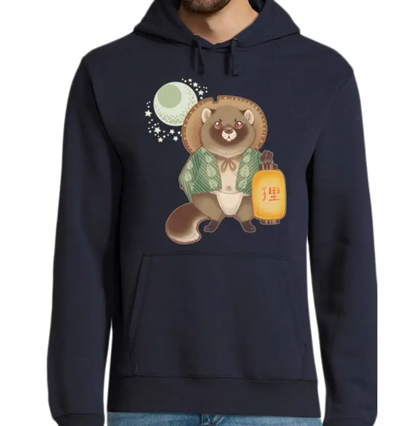 Felpa uomo con cappuccio tanuki