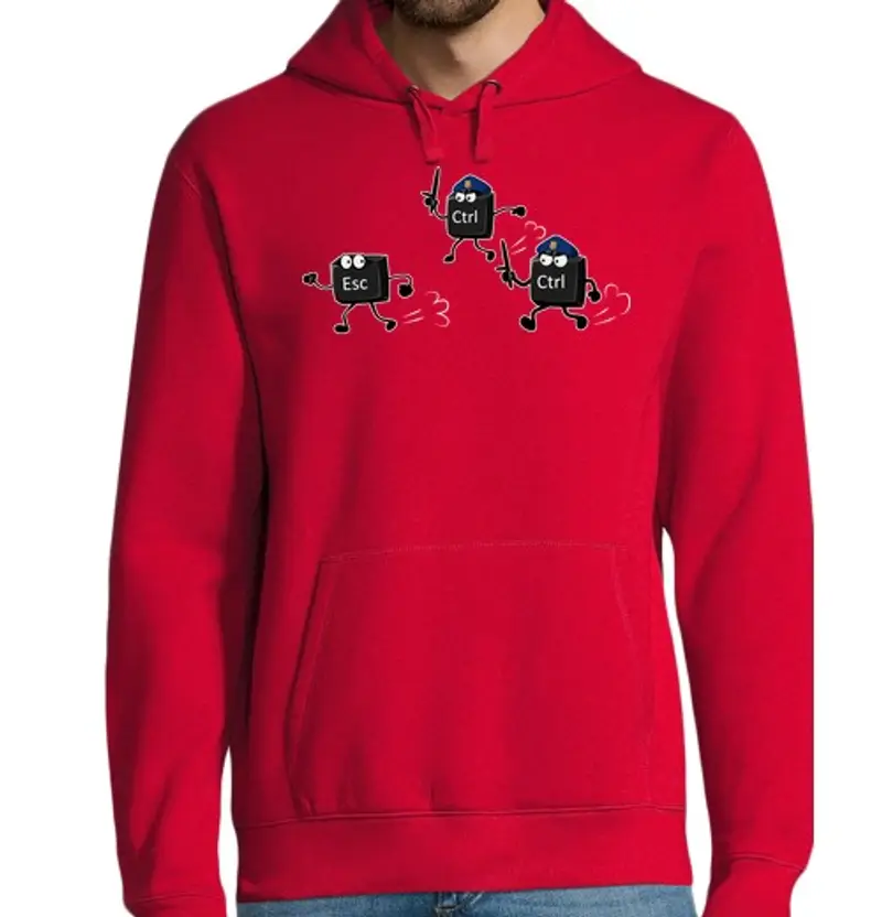 Felpa uomo con cappuccio tasti esc e ctrl