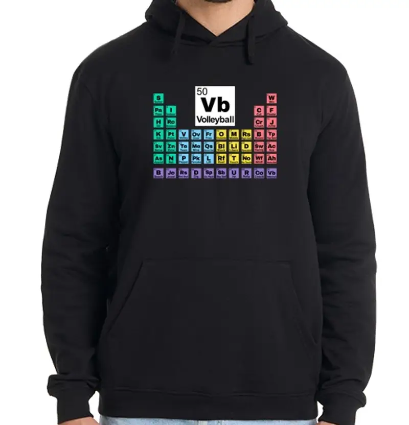 Felpa uomo con cappuccio tavola periodica della pallavolo