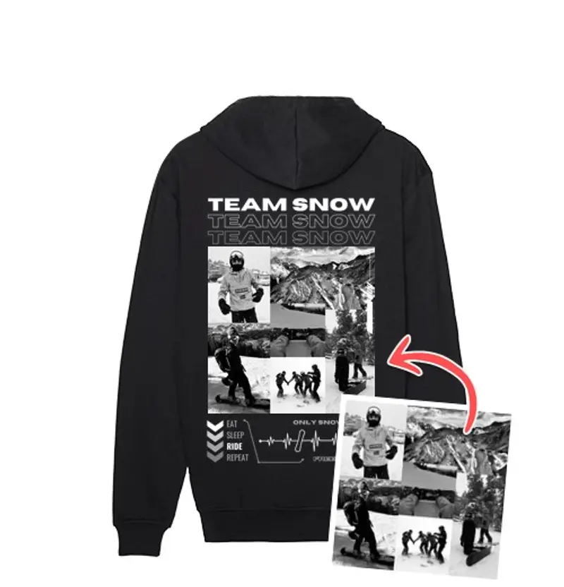 Felpa uomo con cappuccio TEAM SNOW 1 - FOTO PERSONALIZZATA