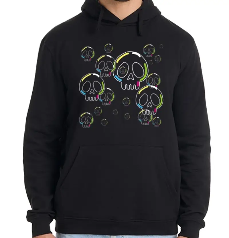 Felpa uomo con cappuccio teschi di bolle di sapone