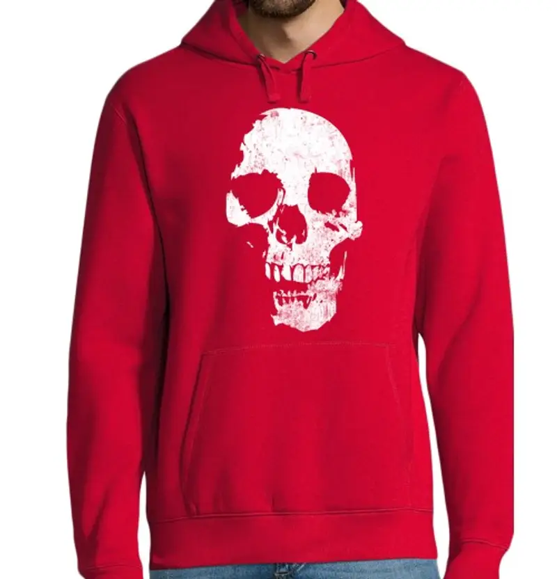 Felpa uomo con cappuccio teschio di grunge