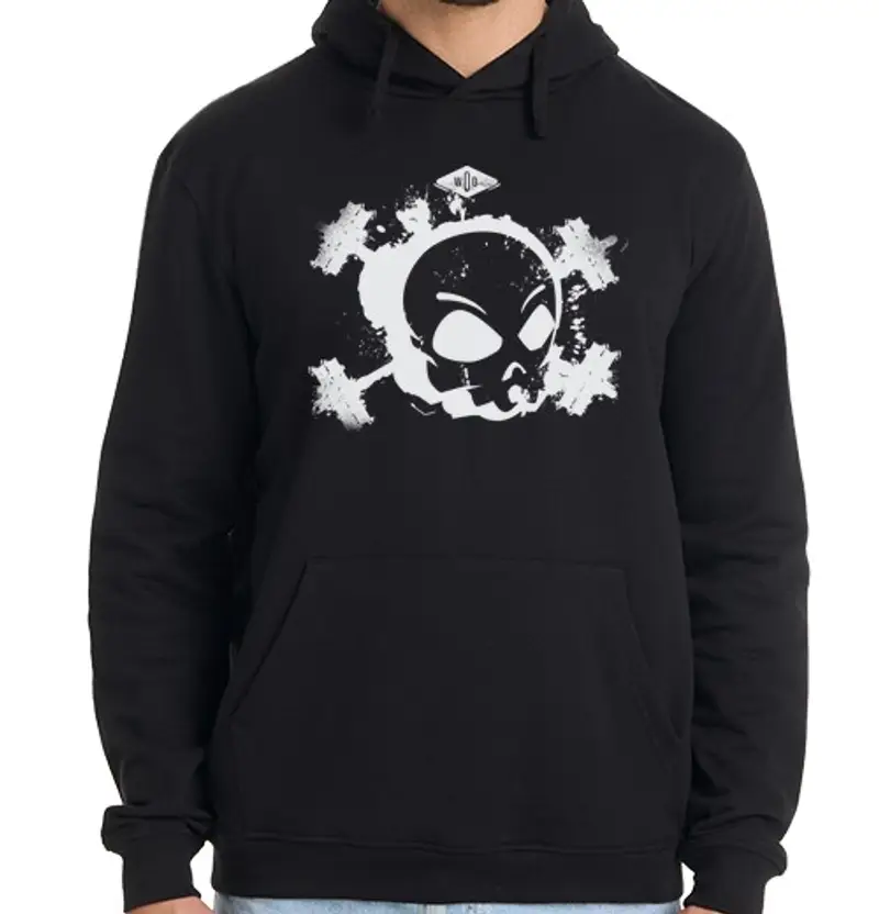 Felpa uomo con cappuccio teschio wod bianca