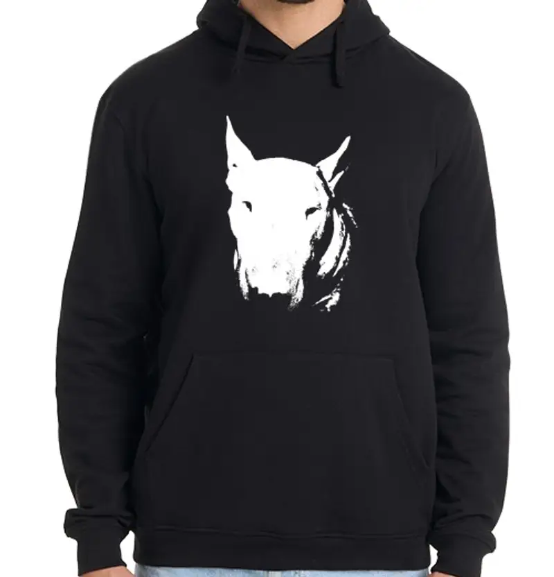 Felpa uomo con cappuccio testa bull terrier