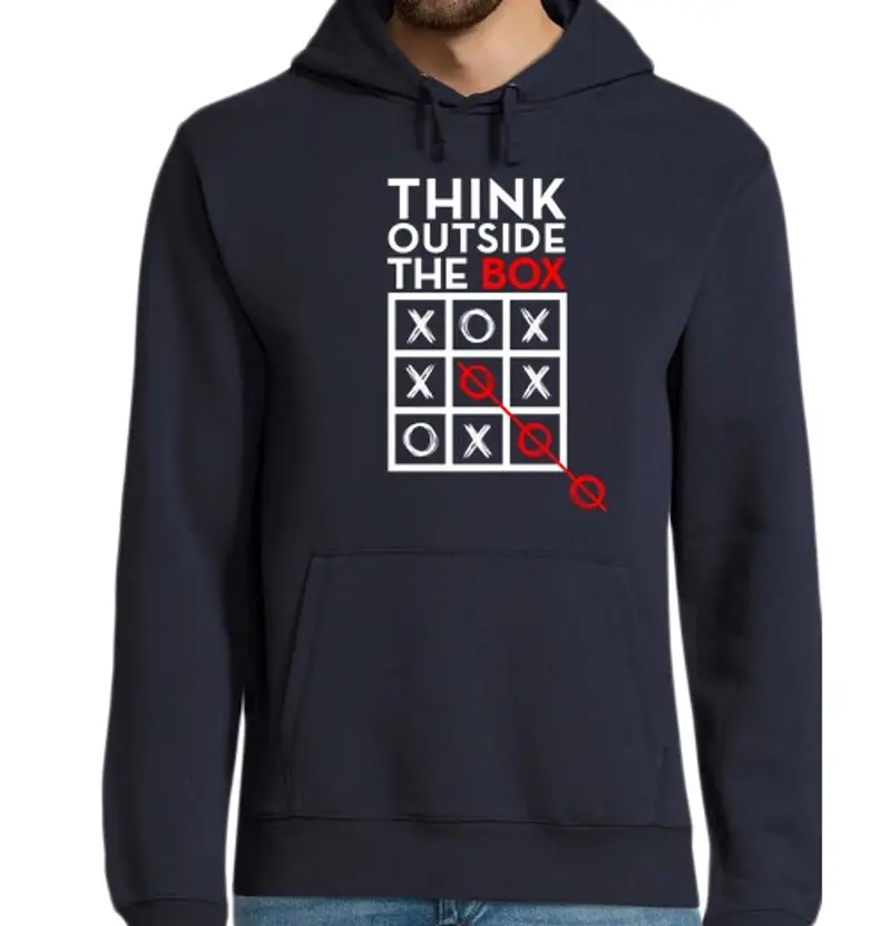 Felpa uomo con cappuccio think outside the box white