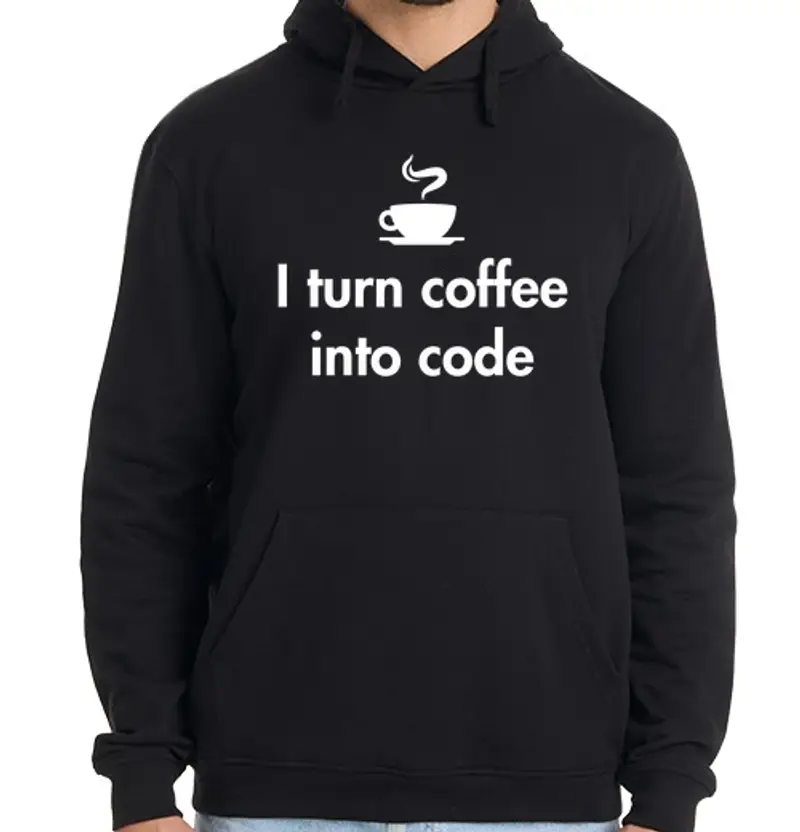 Felpa uomo con cappuccio trasformo il caffè in codice