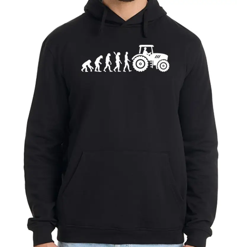 Felpa uomo con cappuccio trattore di evoluzione