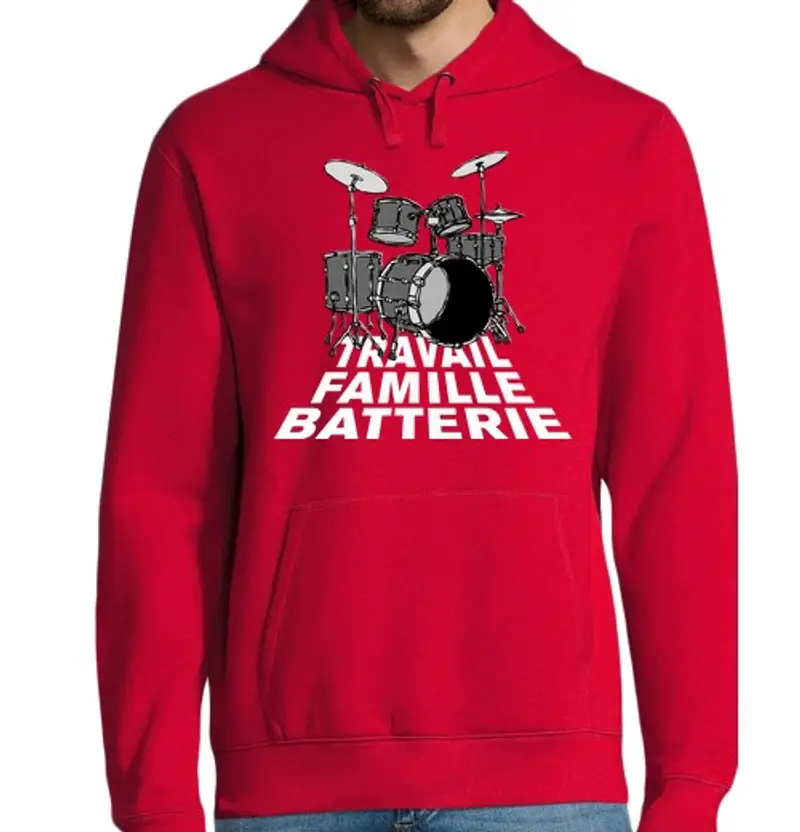Felpa uomo con cappuccio travail famille batterie