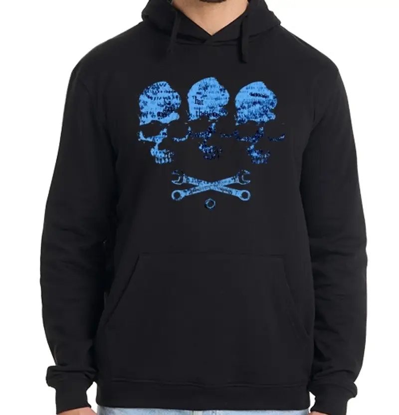 Felpa uomo con cappuccio trio di teschio blu