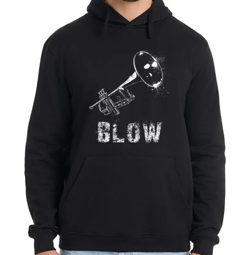 Felpa uomo con cappuccio tromba-soffio-jazz-musica