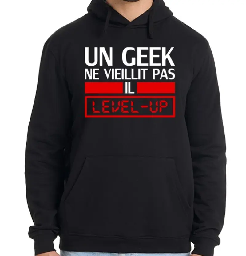 Felpa uomo con cappuccio un geek non invecchia quando sale di li