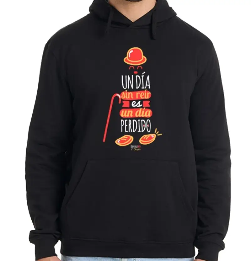 Felpa uomo con cappuccio un giorno senza ridere