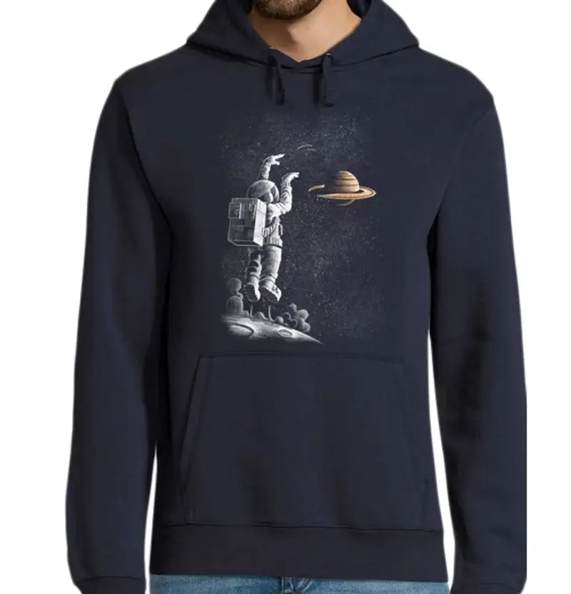 Felpa uomo con cappuccio una estr lei dal palla cestino