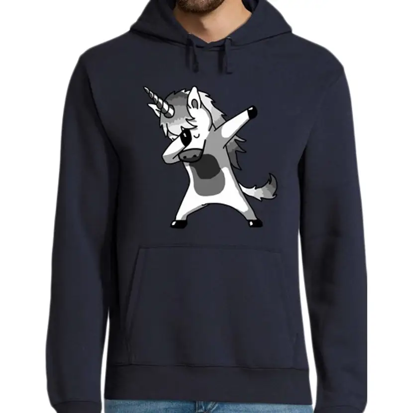 Felpa uomo con cappuccio unkorn nero kawaii