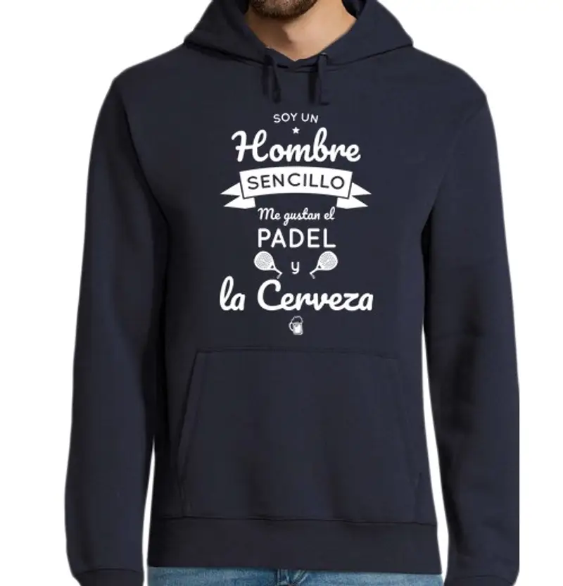Felpa uomo con cappuccio uomo semplice paddle tennis e birra