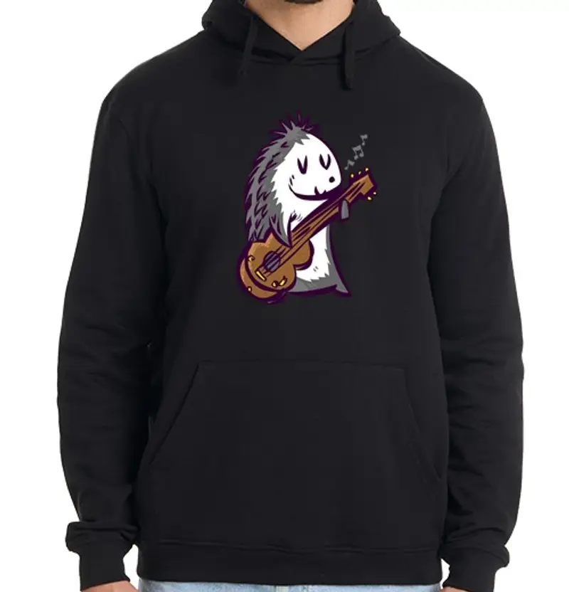 Felpa uomo con cappuccio urchin rockero musicale carino disegno di gr
