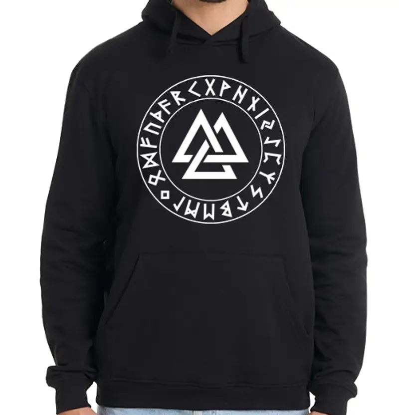 Felpa uomo con cappuccio valknut - nodo dlei morte (vi king s)