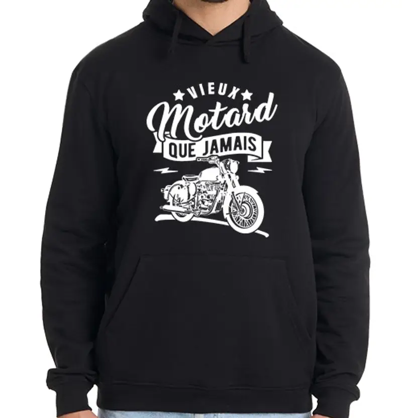 Felpa uomo con cappuccio vecchio motociclista che mai