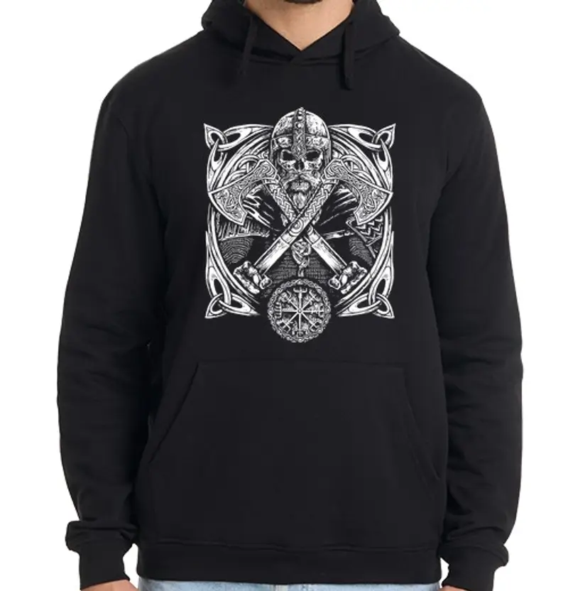 Felpa uomo con cappuccio vichinghi
