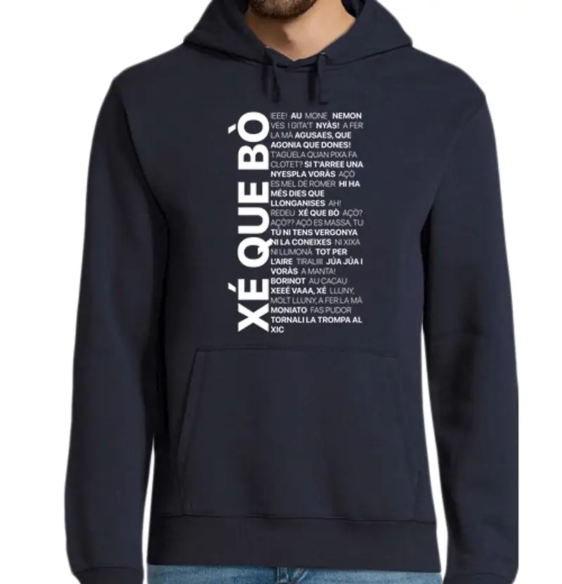 Felpa uomo con cappuccio xé che bò - valencià in stat pur
