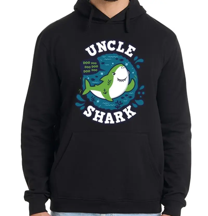 Felpa uomo con cappuccio zio shark ictus