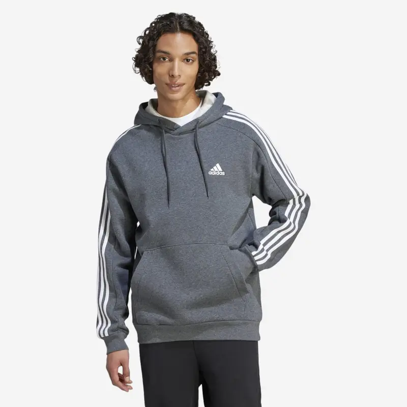 Felpa uomo fitness ADIDAS misto cotone leggera con cappuccio grigia |  Adidas