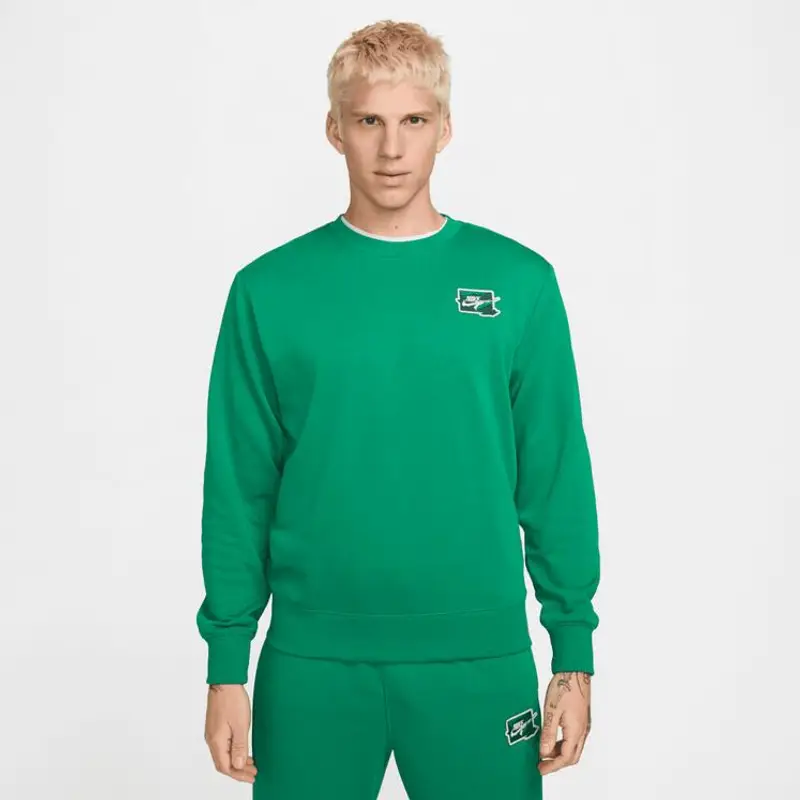 Felpa uomo nike club ft crew bolt - verde |  Nike