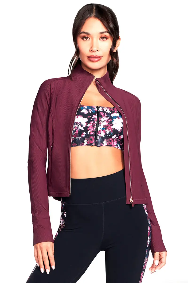 Felpa viola crop a maniche lunghe SKECHERS GO FLEX Rib Jacket