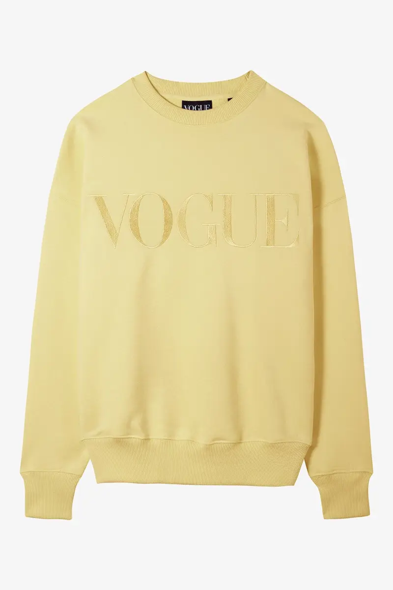 Felpa VOGUE giallo pastello con logo ricamato