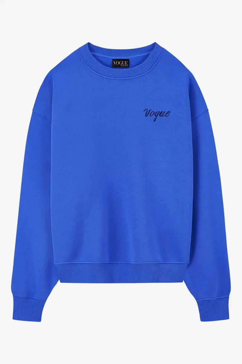 Felpa VOGUE Icons blu con logo ricamato