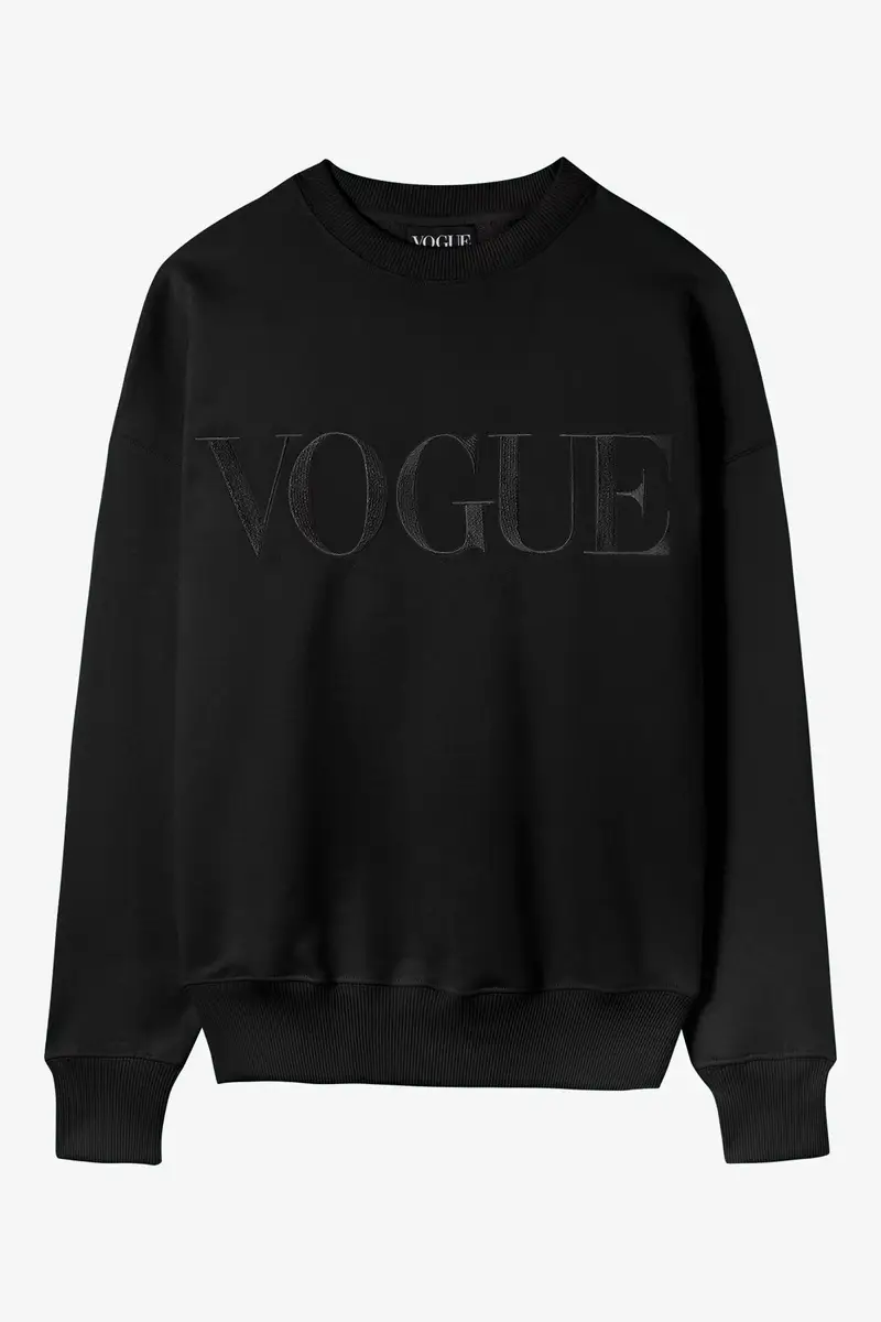 Felpa VOGUE nera con logo ricamato