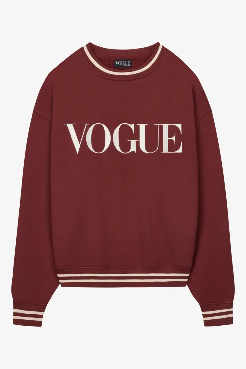 Felpa VOGUE Retro Sports bordeaux con logo crema ricamato