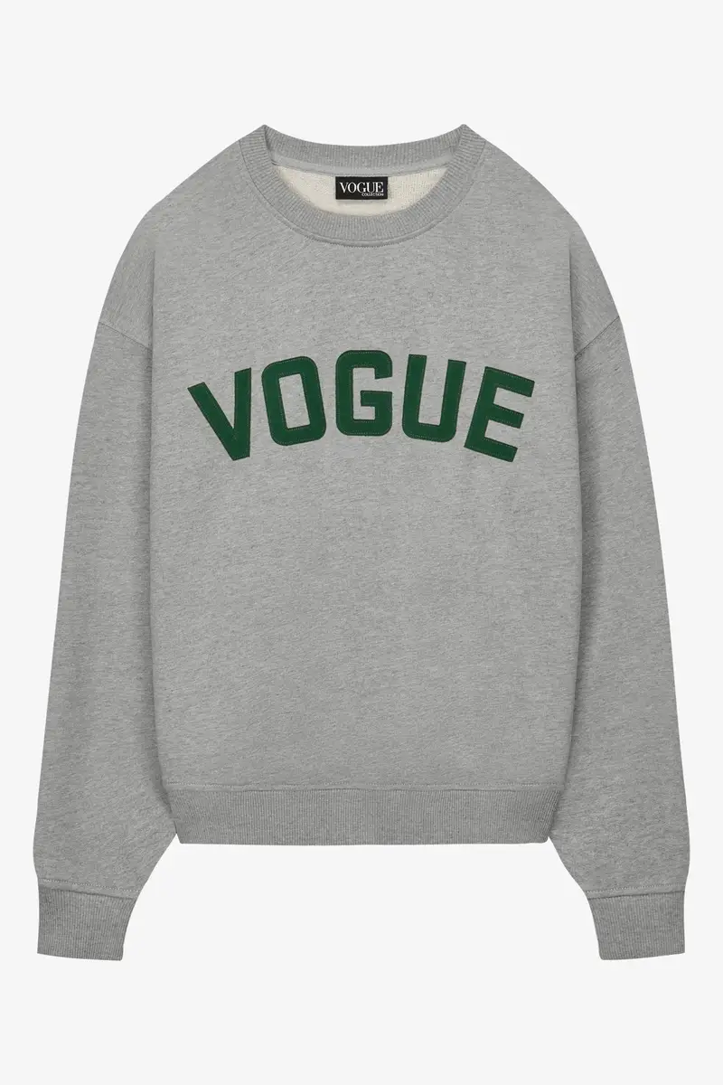 Felpa VOGUE Retro Sports grigia con patch logo college