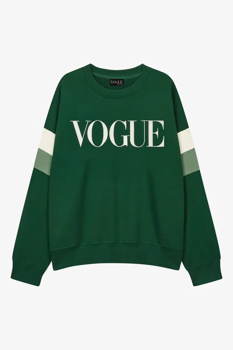 Felpa VOGUE Retro Sports verde con dettagli a contrasto