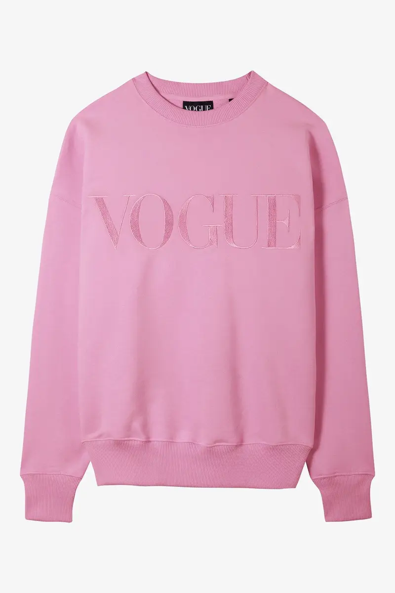 Felpa VOGUE rosa con logo ricamato