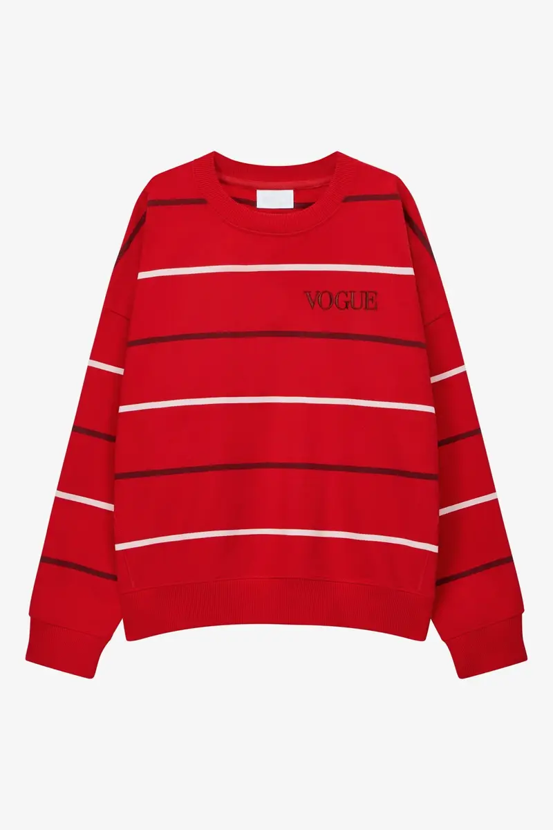 Felpa VOGUE Stripes Edition rossa a righe colorate