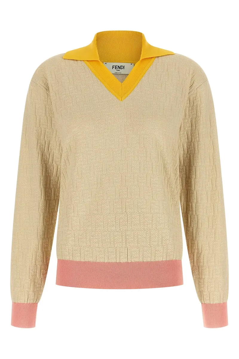 Maglia Ff Jacquard Beige